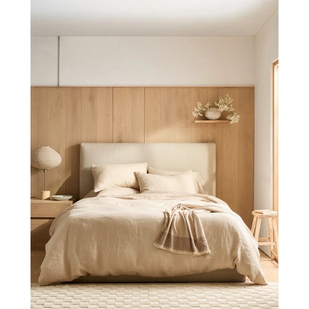 NWT QUINCE EUROPEAN LINEN KING / CAL KING DUVET COVER SET OAT  100% FLAX RARE